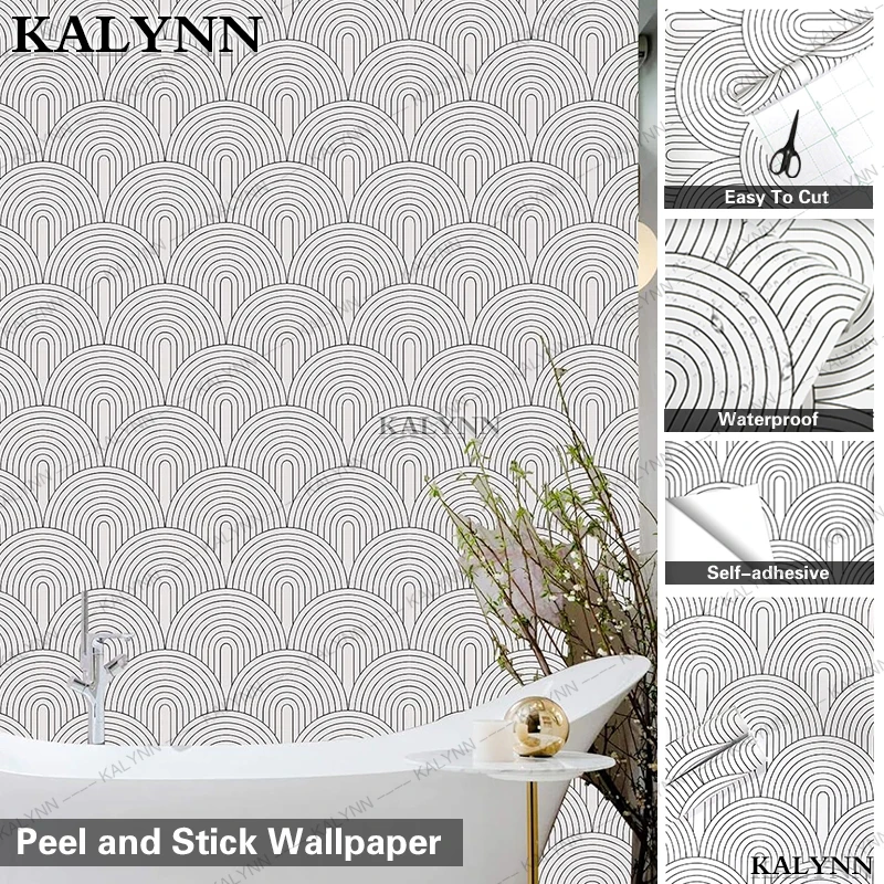 Peel and Stick Wallpaper Abstract Self Adhesive Contact Paper Wooden Flower Geometric Pattern Stickers Home Bathroom Decorations