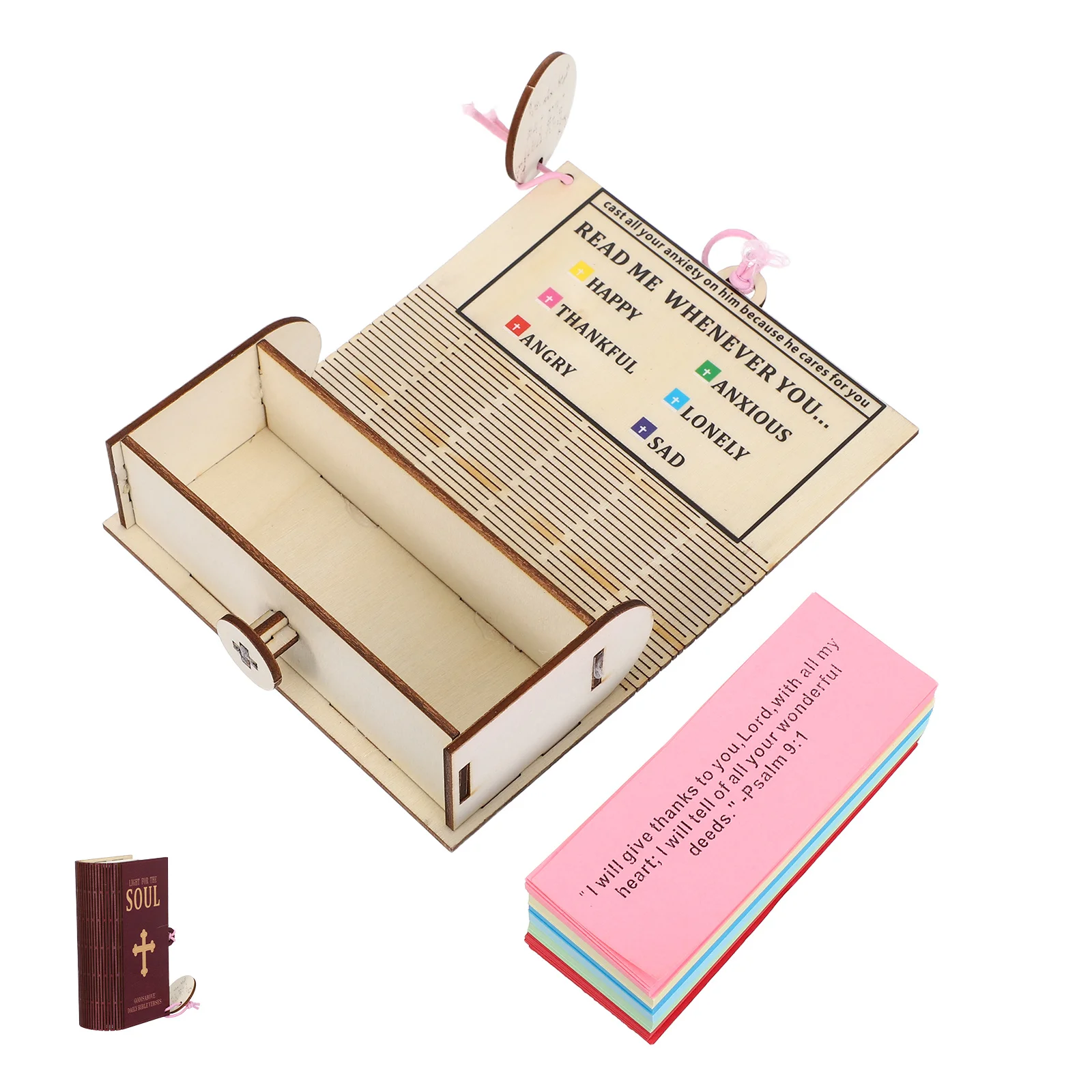 

1Set Bible Verse Cards Wooden Box Handmade Scripture Prayer Cards for Daily Inspiration Christian Keepsake Gift Decorative Card