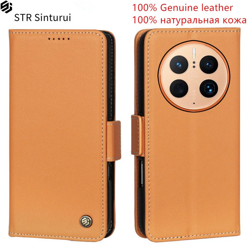 Чехол-кошелек из 100% натуральной кожи Nappa с отделениями для карт для Huawei Mate 50 40 Pro+ 30 Pro 50E 40E, противоударный, с откидной крышкой