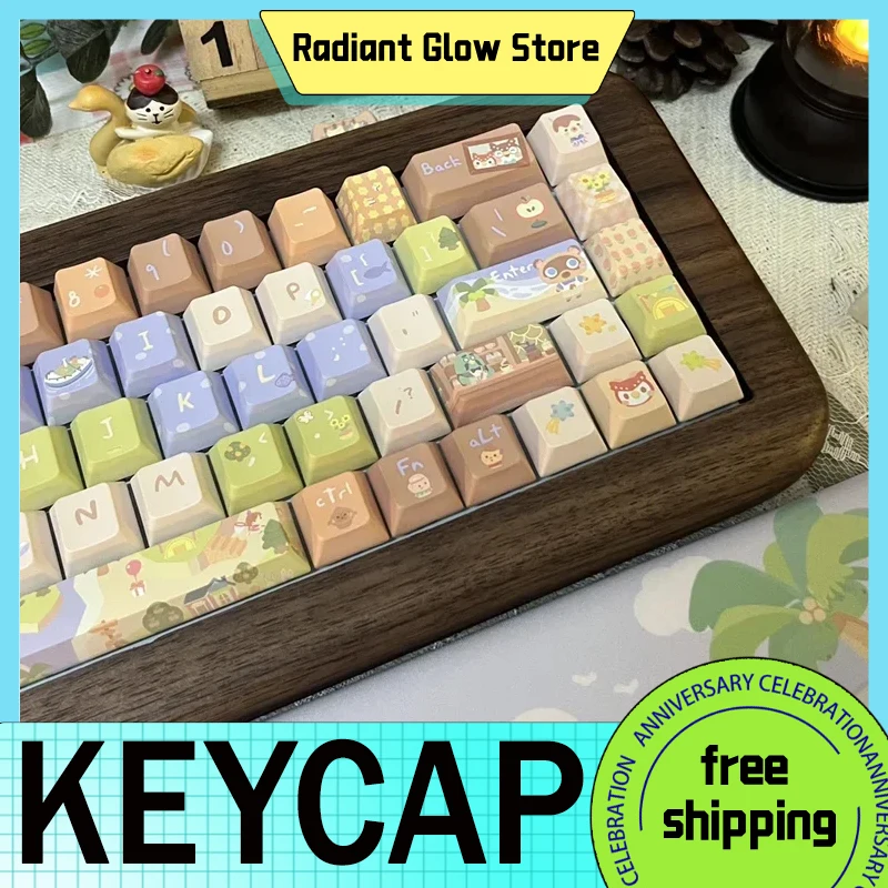 

Animal Crossing 142 Keys Keycaps Cute Keycaps Mao/Moa Keycaps Customized Gift Cat Key Cap Thermal Sub For Mechanical Keyboard