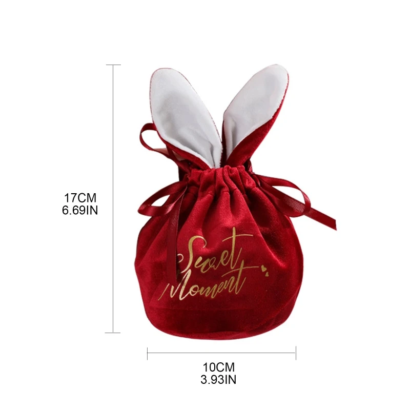 Bolsa almacenamiento dulces terciopelo, bolsa embalaje con orejas conejo, bolsas regalo Pascua para dulce
