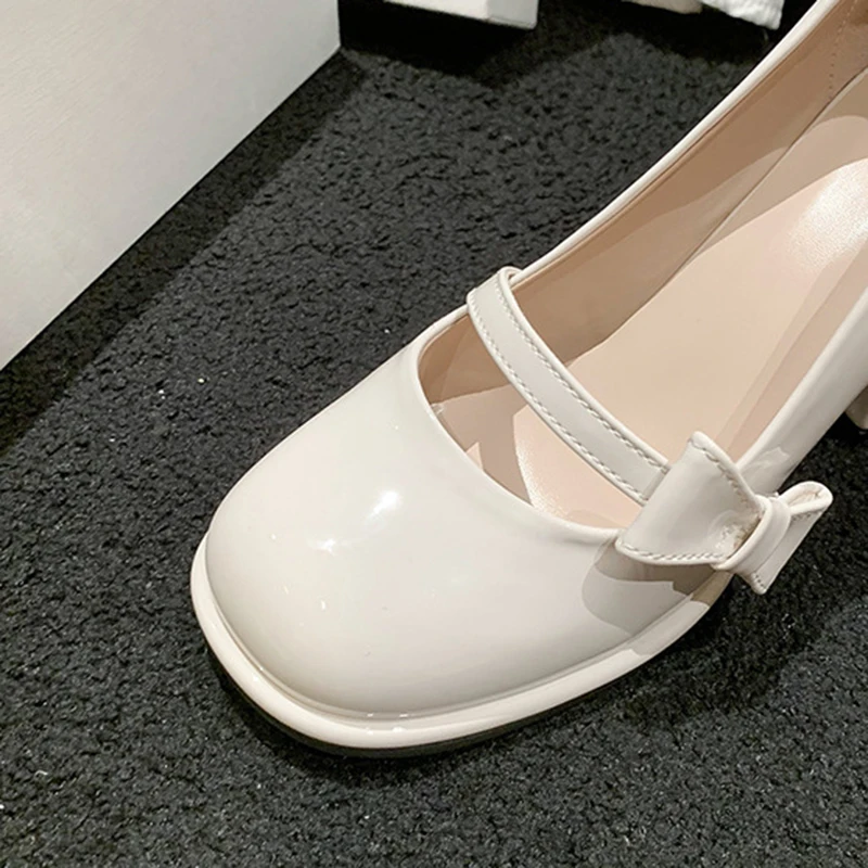 Oulylan Women\'s Pumps Thick Heel Ladies High Heels Elegant Bow Square Toe Fashion Wedding Party Wedding Shoes for Women