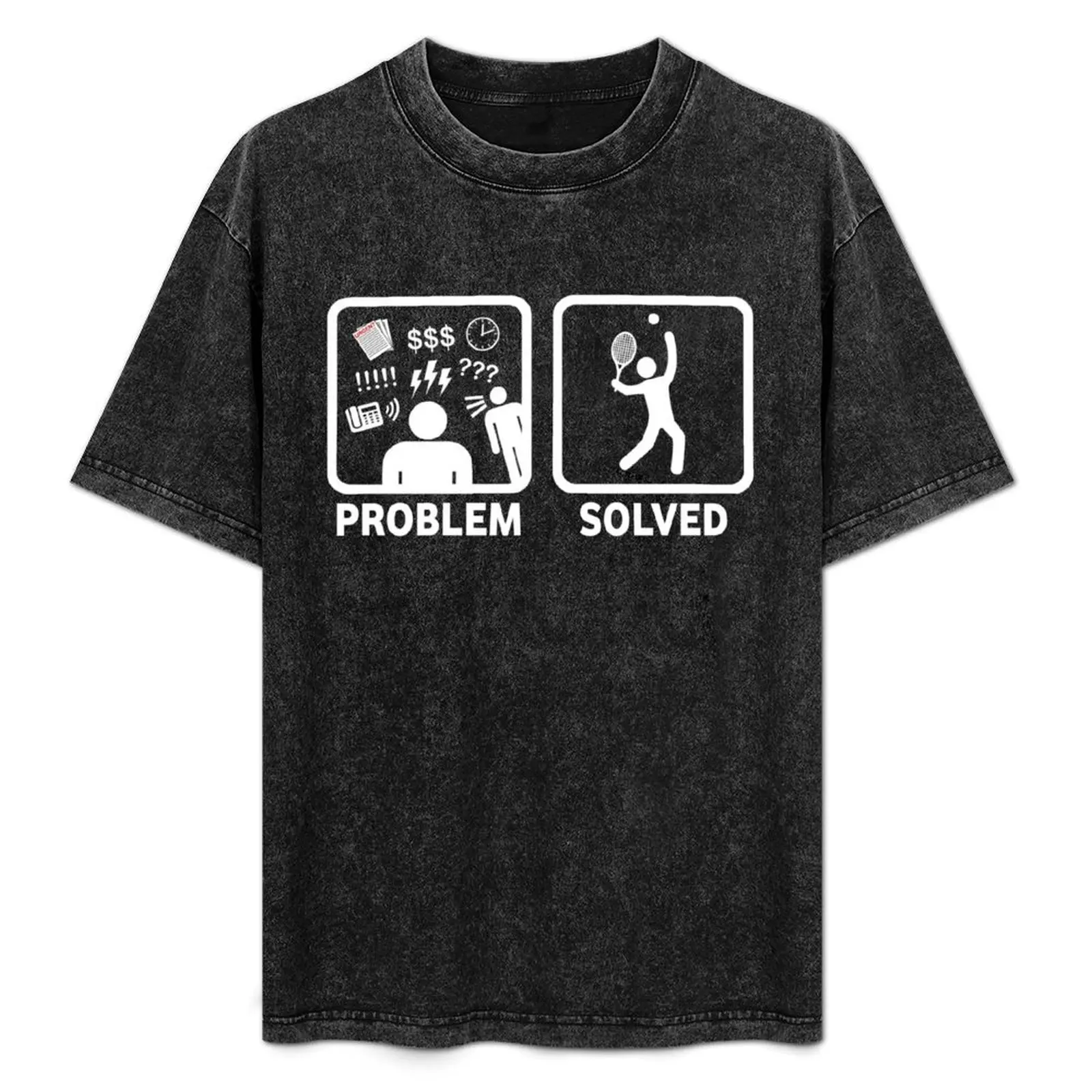 

Funny Tennis Problem Solved T-Shirt Functional Casual Short Sleeve Tee