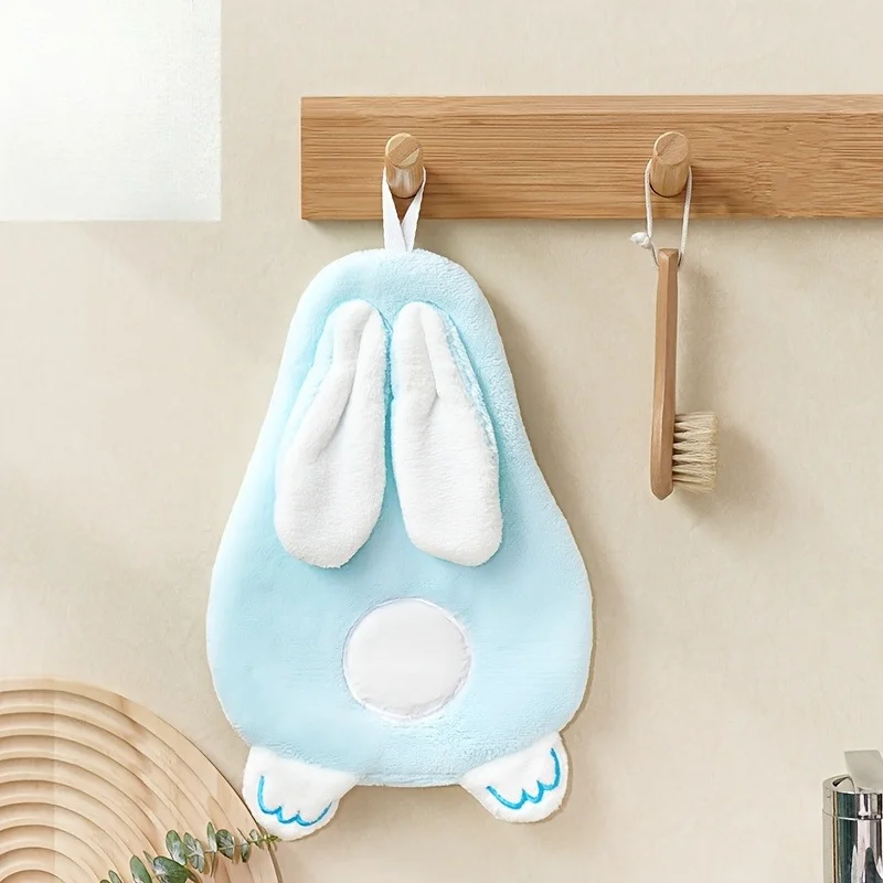 1pc Hand Towel Made of Soft Coral Features a Charming Cartoon Rabbit Design,Is Thick And Absorbent,for Both The Bathroom Kitchen
