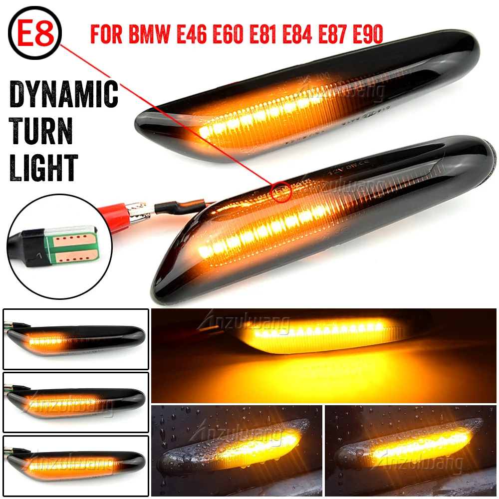 

Dynamic Flowing LED Turn Signal Side Marker Light Blinker Lamp For BMW E90 E91 E92 E93 E60 E87 E82 E46