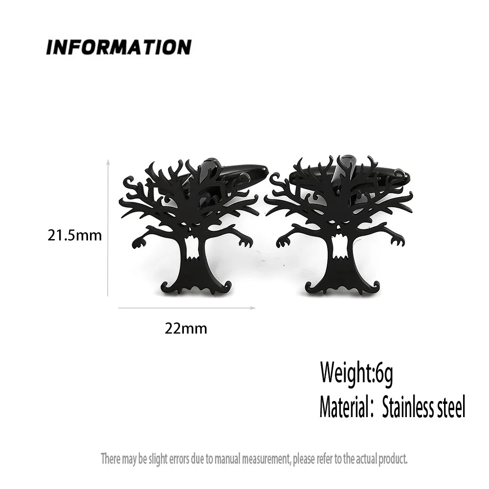Запонки в виде готического Призрака и дерева для мужчин, запонки в форме растения из нержавеющей стали, мужские запонки для рубашек, аксессуары для Хэллоуина