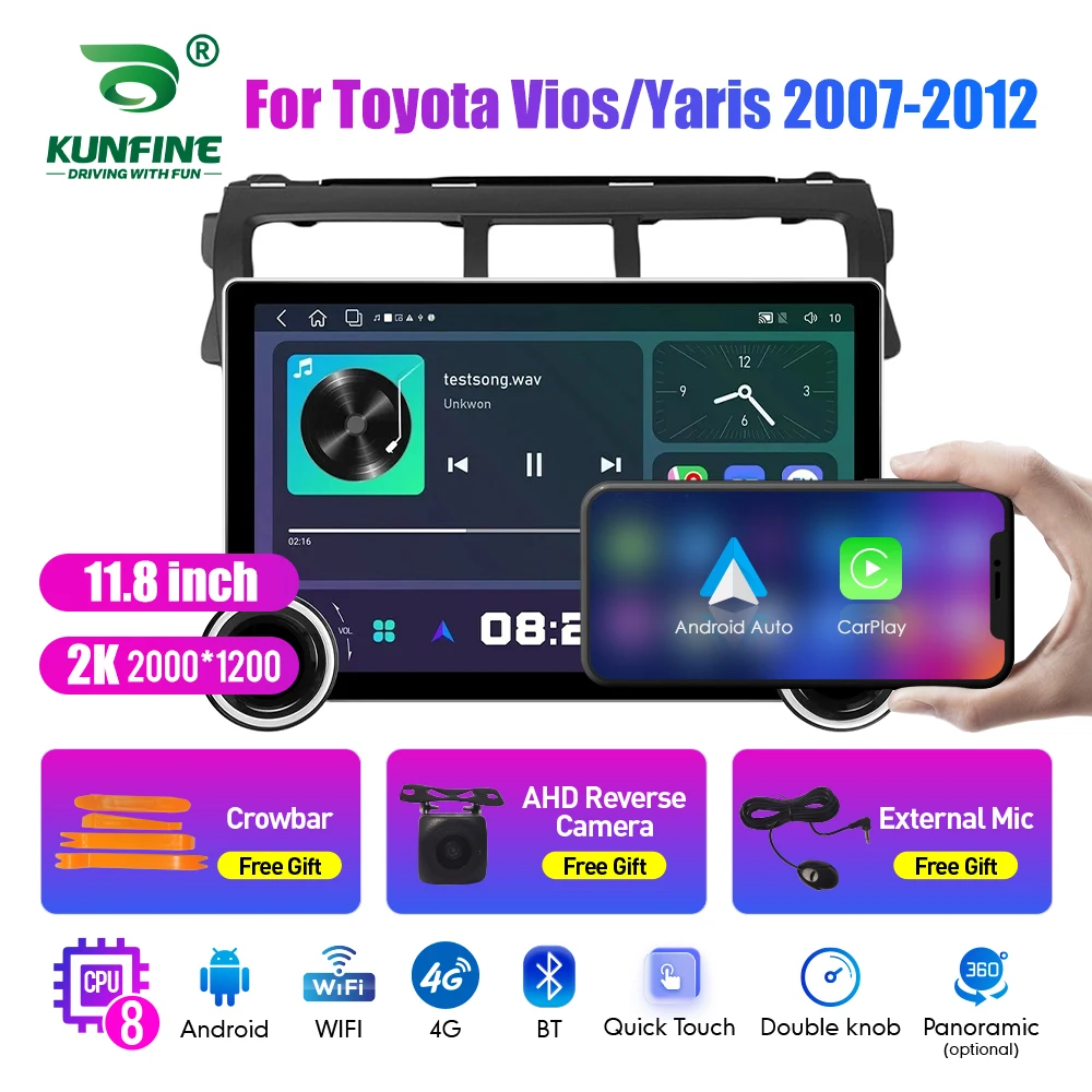 

11.8 Inch 2K Double Knobs 2 Din Car Radio For Honda Vios 2007-2012 Car Radio DVD Multimedia Video Player Android Auto Carplay