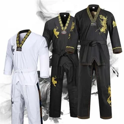 Taekwondo Uniform For Adult And Kids Men Women Dobok Dragon Tiger Embroidered Kungfu Coach Suit Gymnasium Training Suit