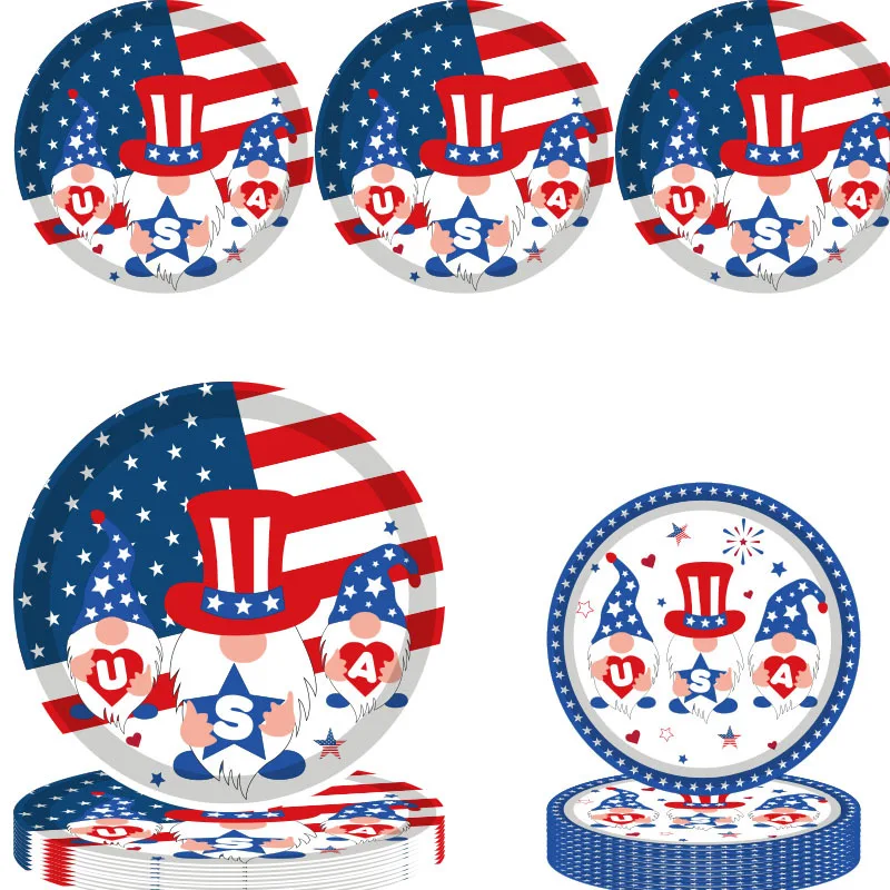 2023 New American Independence Day Party Plate Knife Fork Spoon Cup Paper Plate Table Cloth Disposable Tableware Supplies