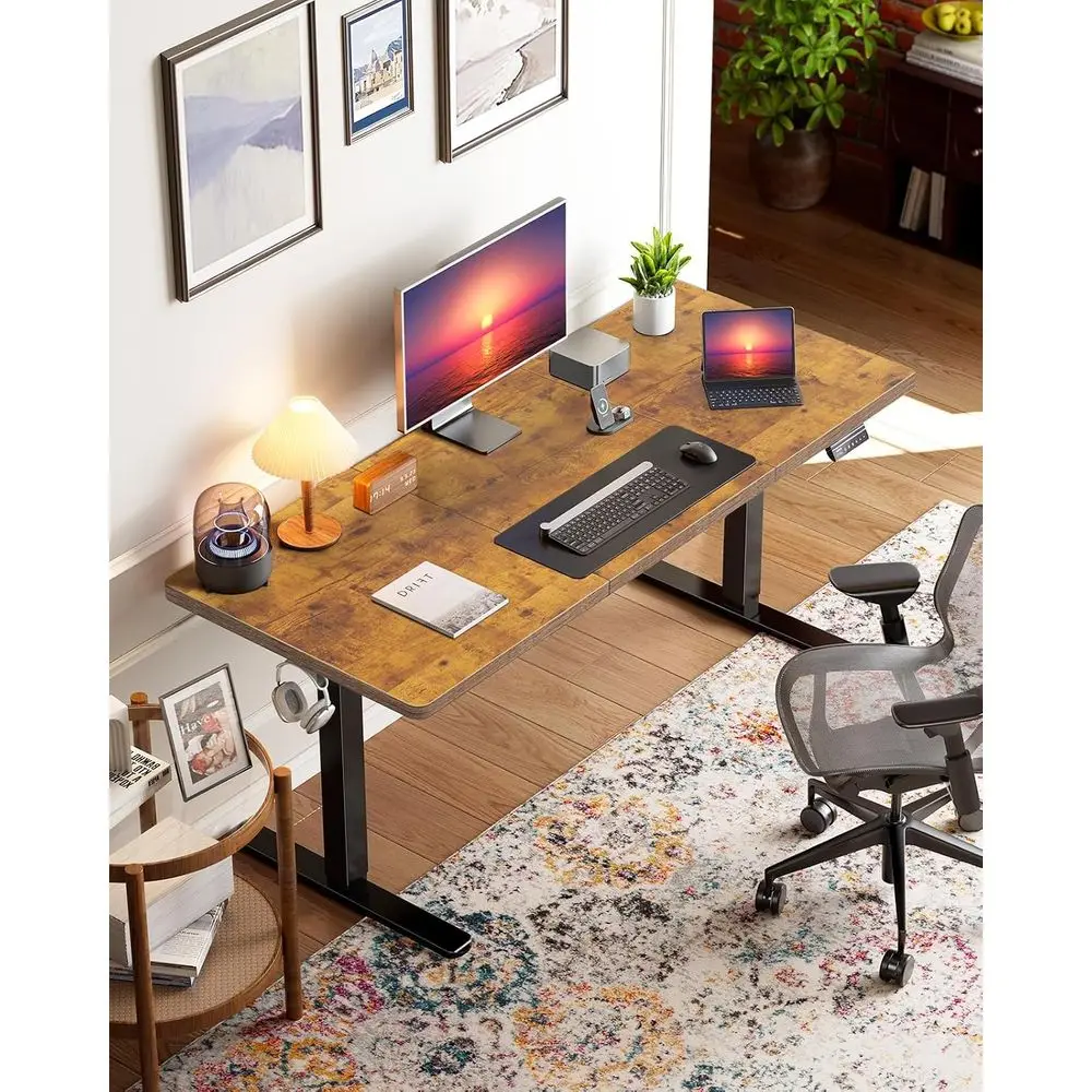 71 x 35 Inch Large Electric Standing Desk, Brushless Motor, Vintage | 35 Inch Deep Desktop, 220 lb Capacity, 4 Memory Presets, C