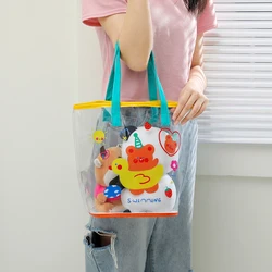 Summer Cartoon Bear Jelly Handbag Transparent PVC Net Bot Single oulder Bag Student Girl Beach Bag Soft Print Casual Sle