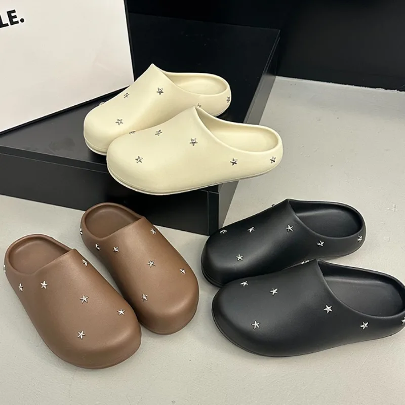 

Женские полутапочки Baotou для улицы, новинка 2026 года, весенне-летние, на платформе, увеличенной высоты, удобные сандалии и шлепанцы