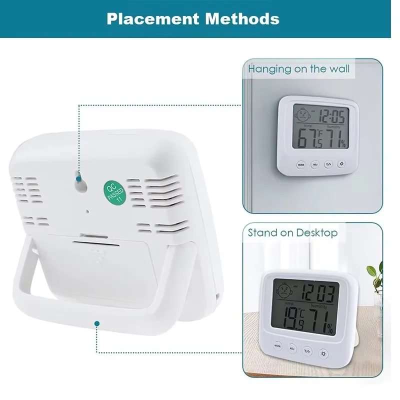 Indoor Thermometers Digital Hygrometer Room Thermometer and Humidity Gauge with Clock Humidity Temperature Function Electronic