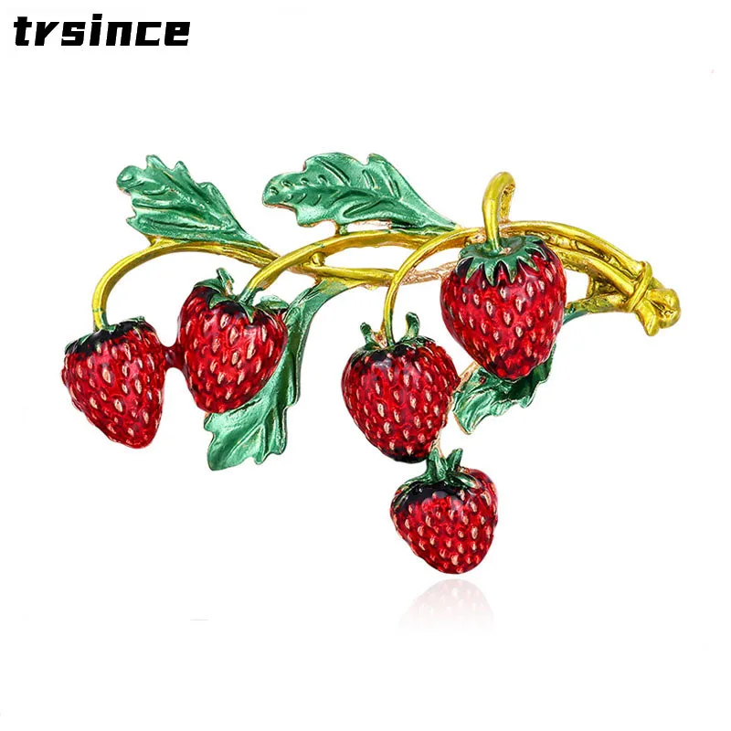Retro Fashion Plants Strawberry Brooches for Women Brooches Creative Fruit Clothing Pins Fashion Simple Brooches
