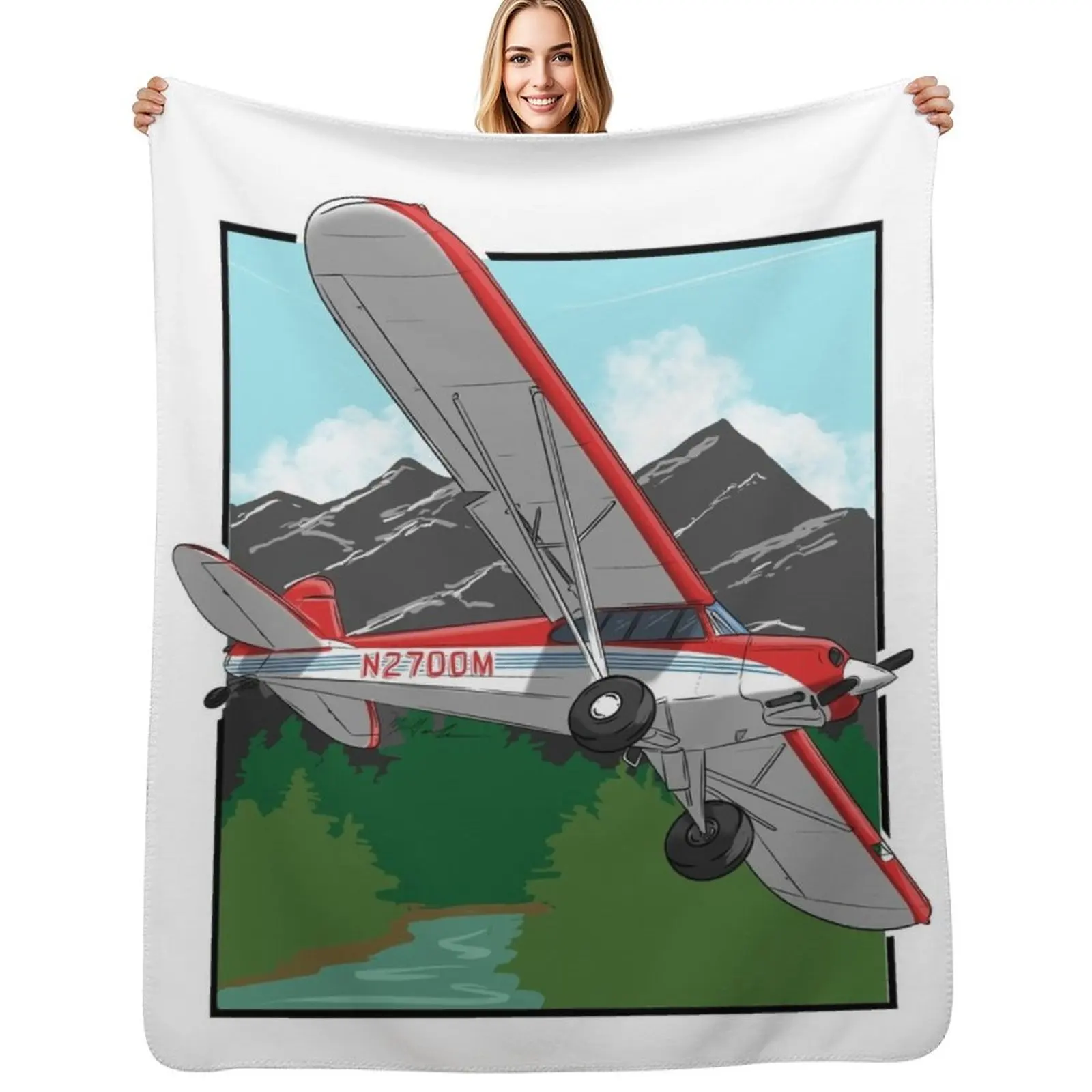 PA 18 Super Cub N2700M Throw Blanket Fade Resistant Durable Throw Blanket