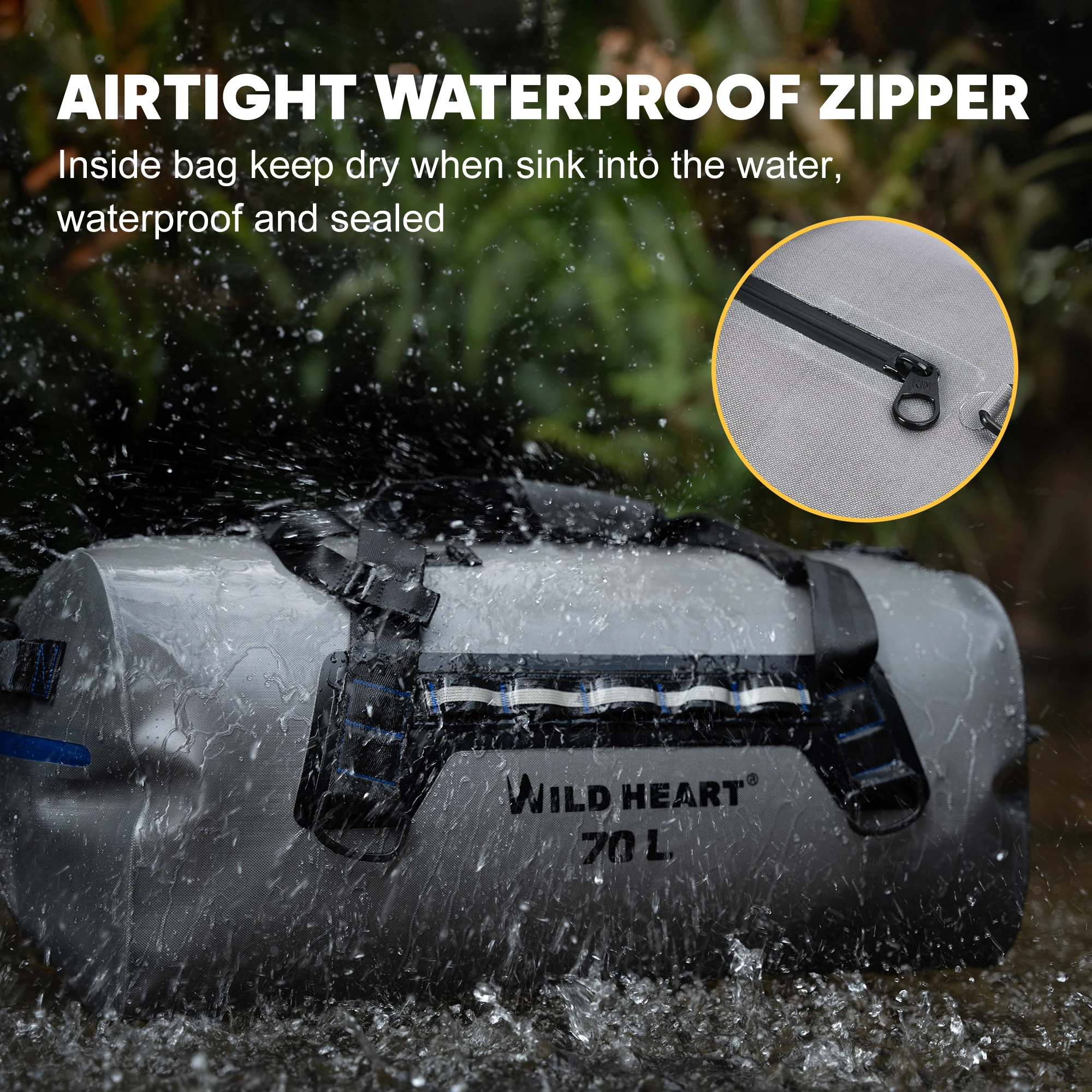Motorcycle Travel Luggage 70L Thickened TPU Airtight Waterproof Motorcycle Tail Bag Dry Duffel Bag Motorcycle Bag