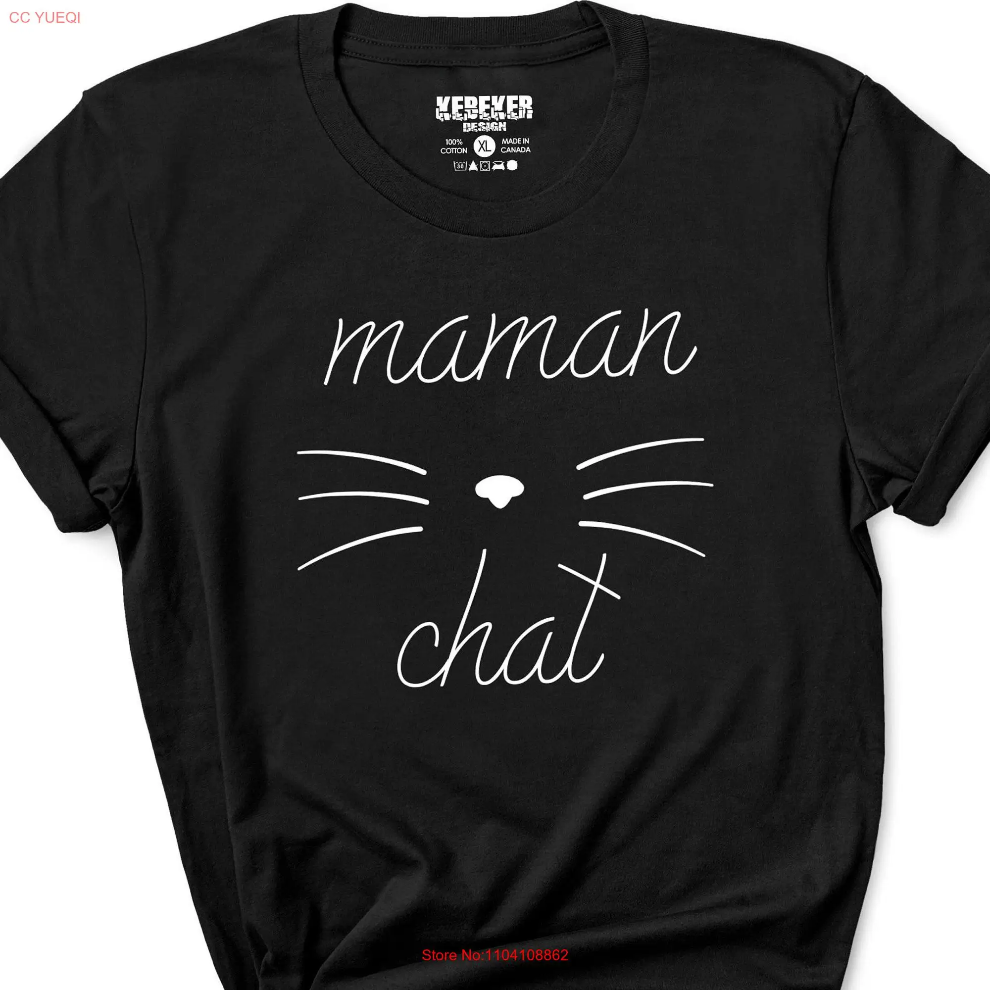 Camiseta de manga larga o corta de Maman Chat para mujer, Top de gato francés para mamá, ropa para amantes