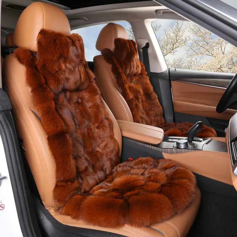 New Luxury Car Winter Fur Plush Seat Cushion Cover Thickened Warm Round Square Silicone Anti-skid Cushion Women\'s Car Interior