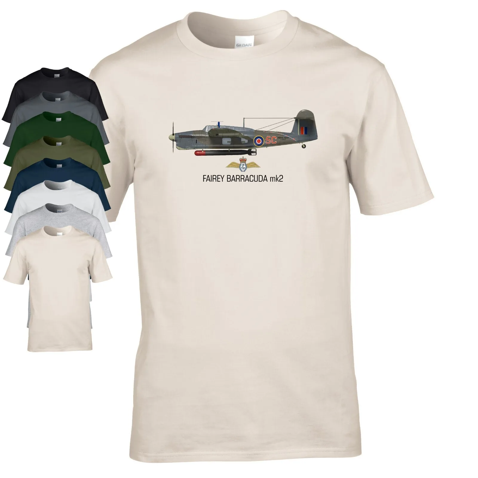 

Футболка с изображением истребителя Fairey Barracuda RAF Fleet Air Arm WW2, повседневная рубашка с короткими рукавами, 100% хлопок