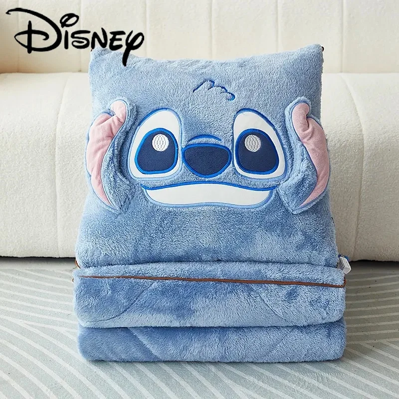 Disney Stitch Throw Pillow Blankets Two In One Kawaii Flannel Pillow Thickened Nap Blanket Living Room Bedroom Decor Birthday Gi