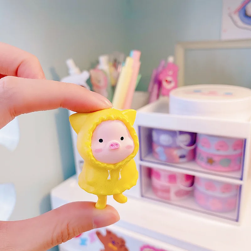 10 pezzi casuali simpatico cartone animato maiale rosa figurine miniature ornamento resina maialino statua collezione giocattolo fata giardino mini mini miniature