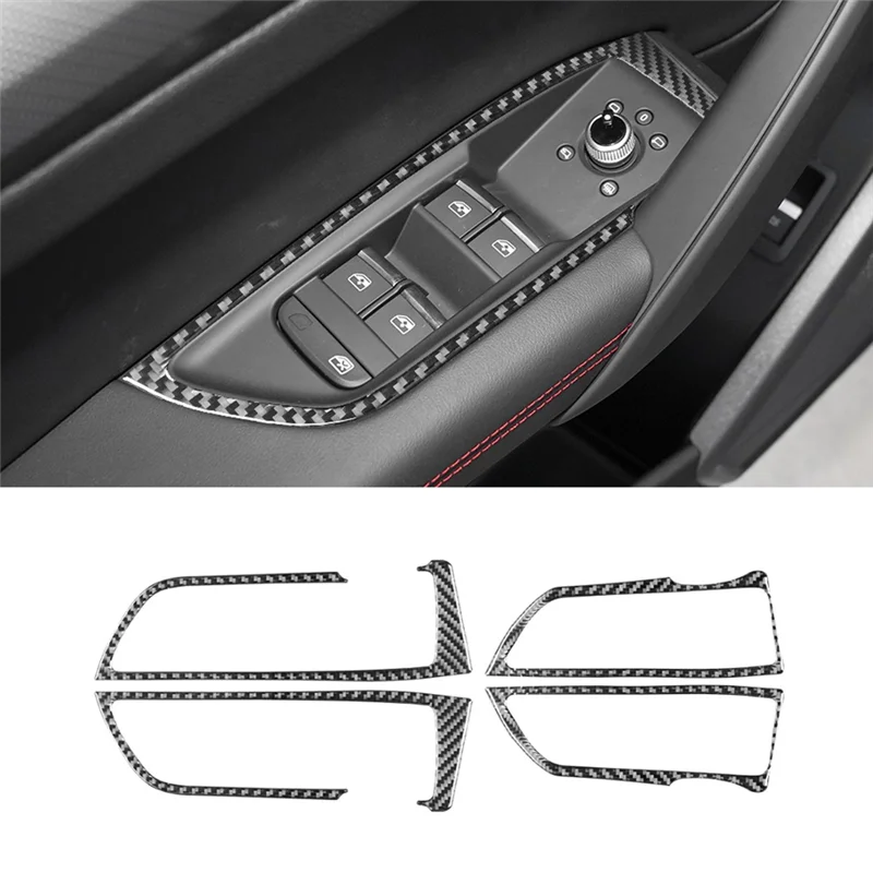 Window Lifting Switch Cover Trim Frame Sticker Decoration Carbon Fiber for Audi Q5 2018-2023 Interior