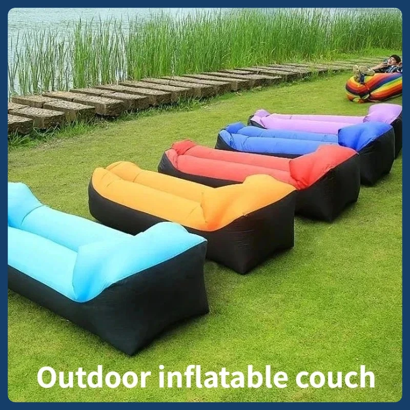 New Lazy Folding Camping Inflatable Sofa  Portable Outdoor Inflatable Lounger Comfortable Outdoor Furniture Camping Air Mattress