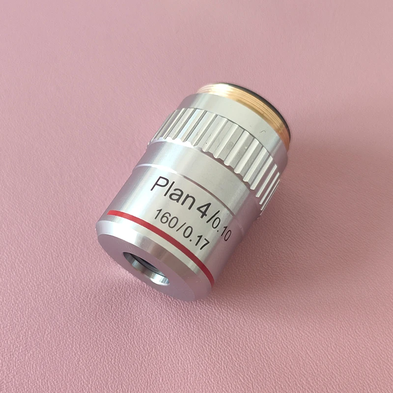 Microscope Plan Achromatic Objective Lens 4X Biological Microscope Objectives Standard RMS Interface DIN160/0.1mm