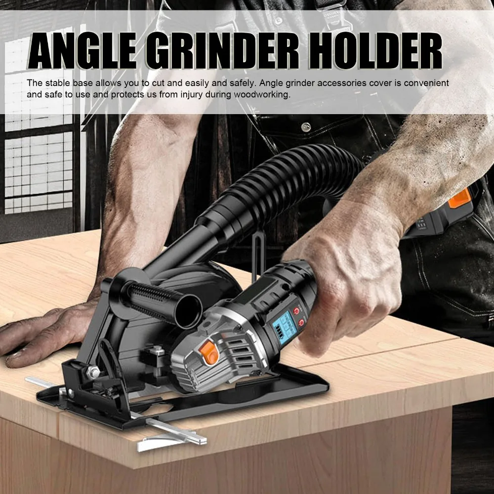 Steel Angle Grinder Holder Black Universal Cutting Stand Guide Ruler Included Stable Base Design Angle Grinder Stand