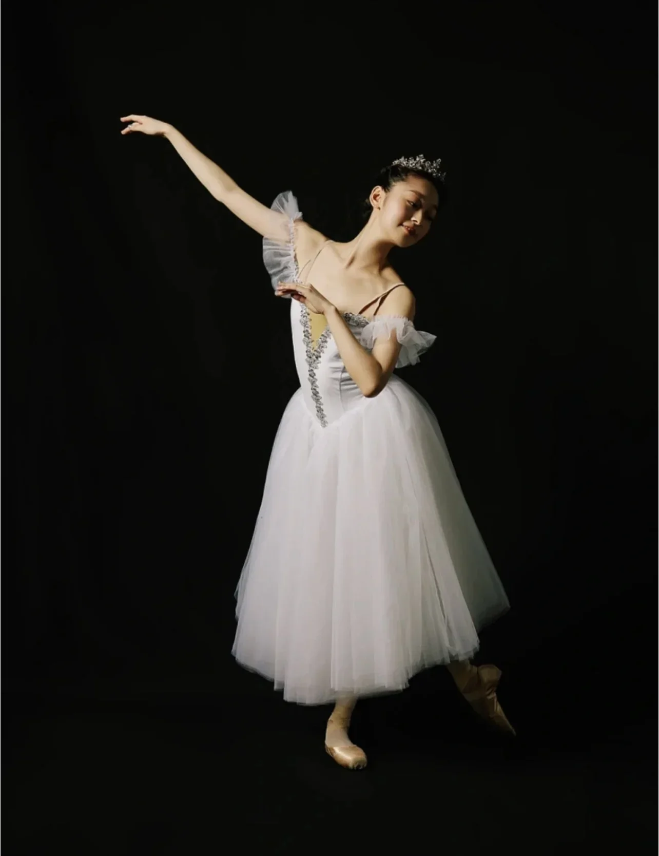 Vestido de Ballet de competición profesional para adultos, traje largo de Hada, falda de tutú de Ballet para niñas y niños, rendimiento blanco