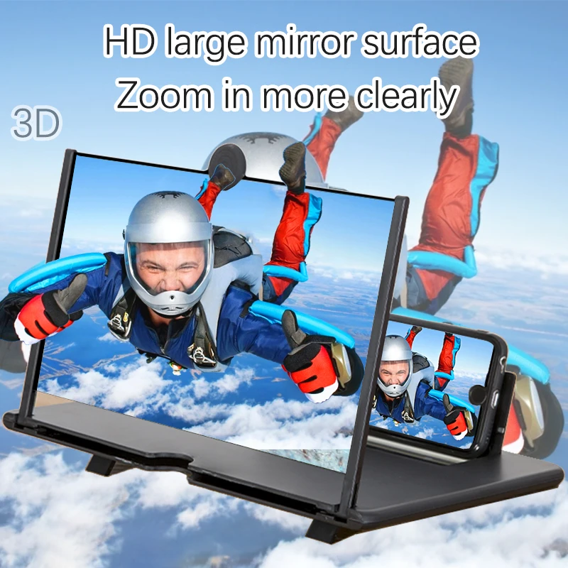 ZK30 10Inch 3D Mobile Phone Screen Magnifier HD Video Amplifier Stand Bracket with Movie Game Magnifying Folding Phone Desk Hold