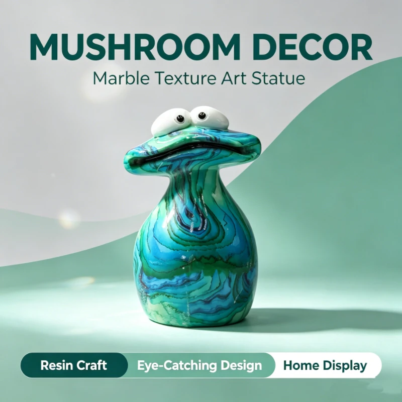 Tide play graffiti mushroom resin ornament, cute big eye desktop home creative decoration gift collection decoration