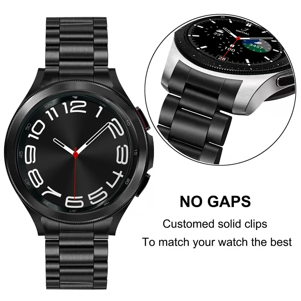 Correa de acero de Metal para Samsung Galaxy watch 6, 5, 4, 44mm, 40mm, banda de reloj de conexión sin problemas para watch 6, 4 Classic, 43mm,