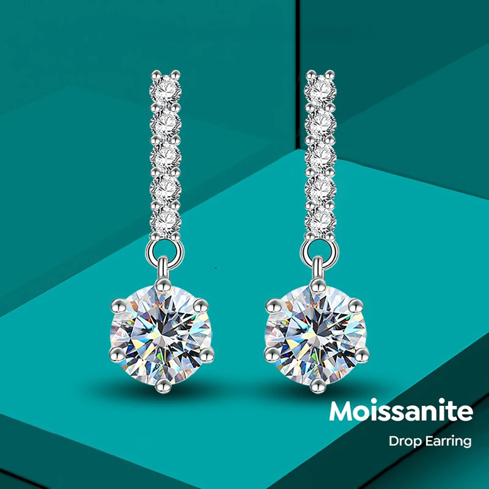 1 ctx2 Moissan ite Tropfen Ohrringe für Charm Lady Silber Schmuck mit königsblauer Farbe Goldgelb Farbe Femald Dating Geschenk – Detail 12