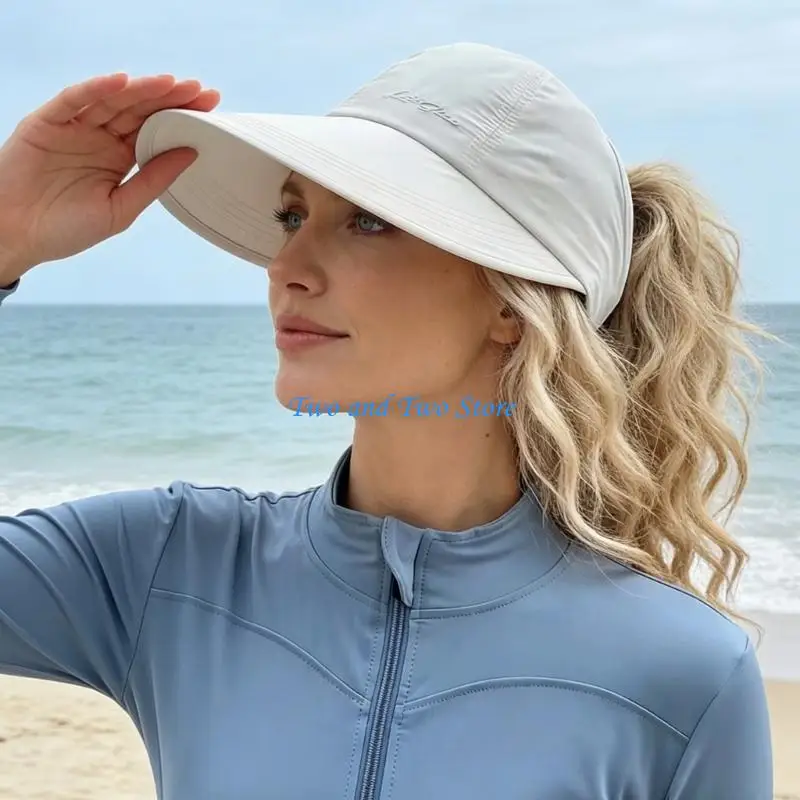 

HX6F 2pcs Cooling Bicycles Hat With Large Brims And Back Opening Vacation Cap Fashionable Sun Hat For Long Hair Comfort