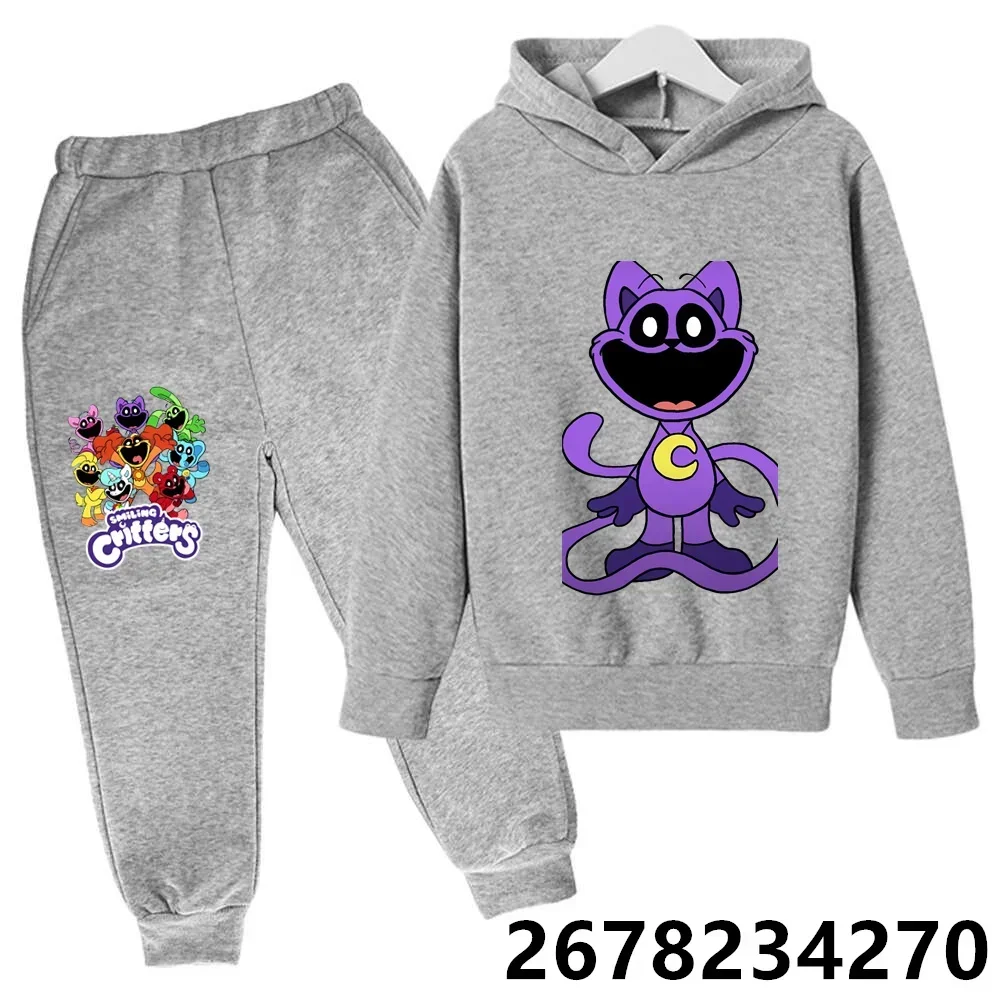 Smiling Critters Kids Hoodies Set Girl Boy Game Pullover Anime Children Casual Clothes Cartoons Kawaii Tops Fashion Sweatshirts