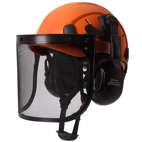 Casco de seguridad forestal Industrial, visera, orejeras, motosierra, arborist, sombrero duro, gafas CE ABS, trabajo de construcción, tapa dura