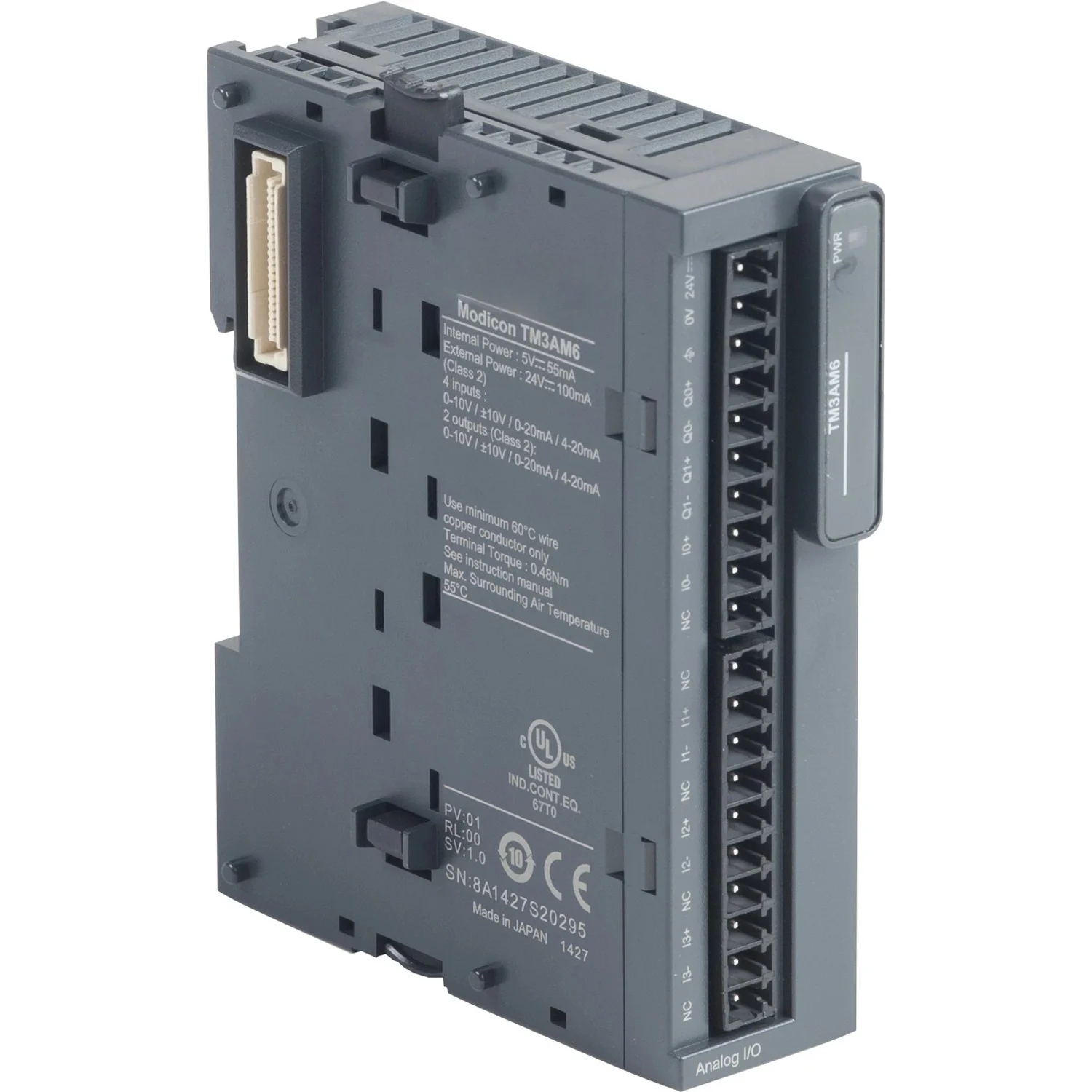 

TM3AM6 Modicon TM3 - 4 аналоговых входа, 2 аналоговых выхода (винтовые) 24В постоянного тока