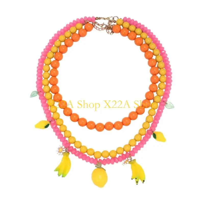 Unique Vibranting Resin And Metal Beaded Necklace Set Adjustable Lobster Clasp Closure For Parties And Travel