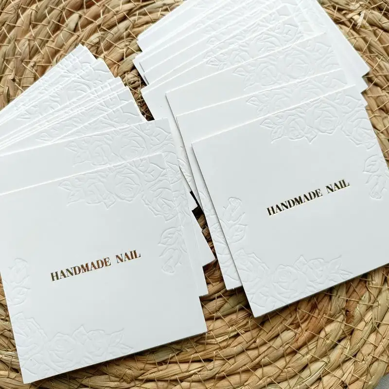 20장/봉투 75x75mm 프레스온 네일 포장용 바닥 카드 장미 엠보싱 수제 인조 손톱 디스플레이 쇼 카드 매니큐어 도구