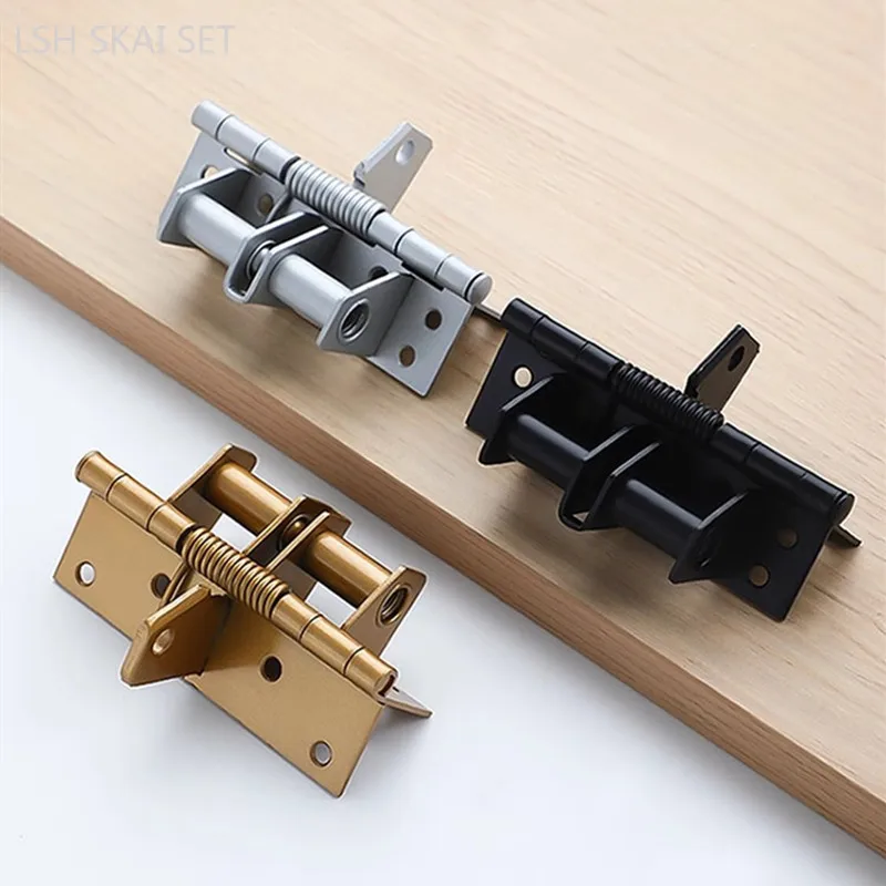 4-inch Spring Hidden Door Hinge Multi-function Automatic Closing Hinge 90 Degree Right Angle Positioner Buffer Door Closer