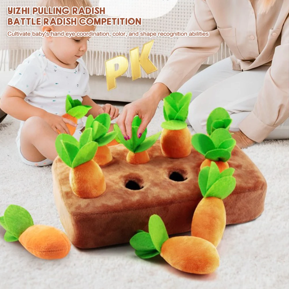 Baby Plush Cartoon Pull Carrots Toy Can Chew Fun Puzzle Early Education Toy Gift For Birthday Christmas Fine Motor Training Toys