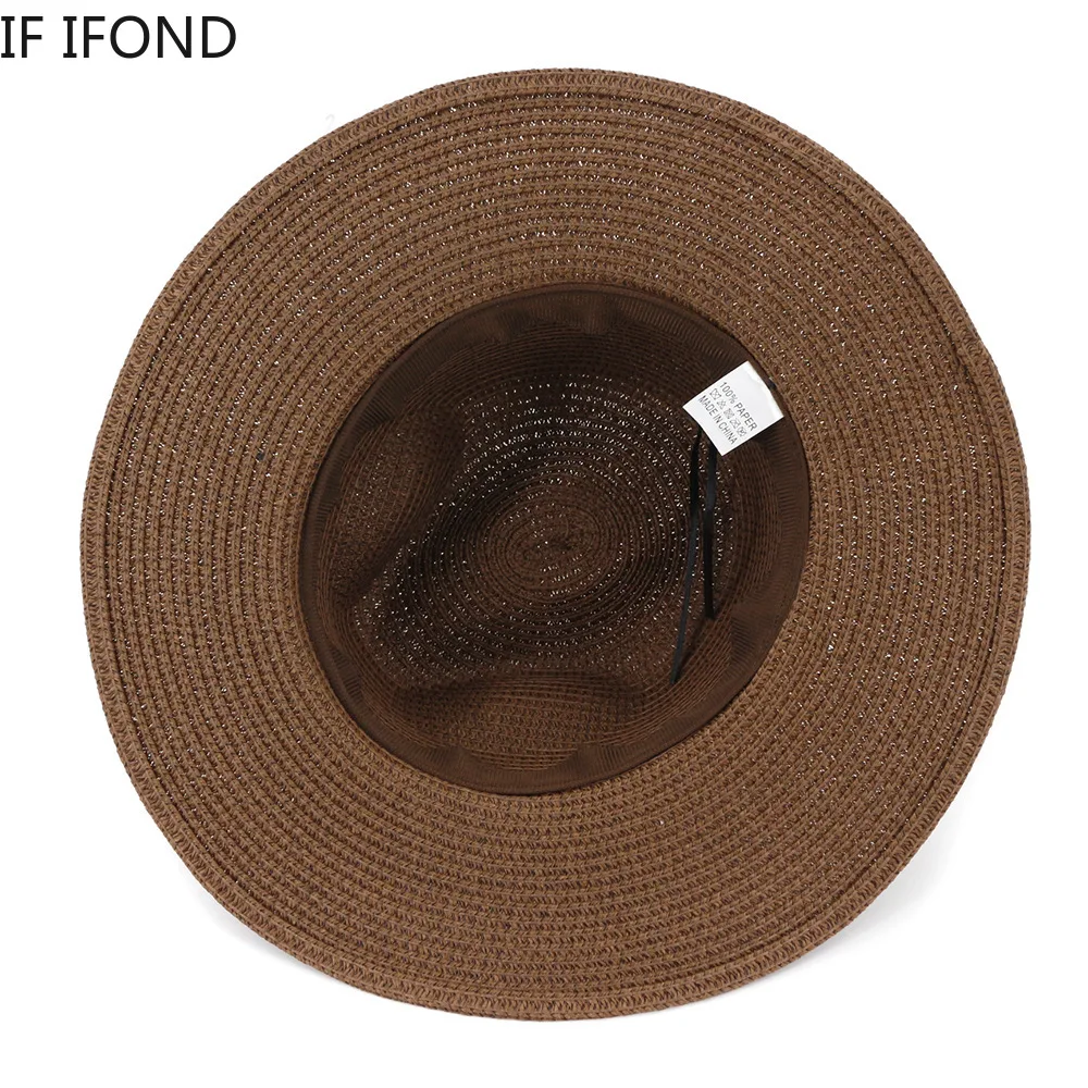 Sombreros panamá de ala ancha para hombre y mujer, sombrero de Jazz de playa, enfriamiento, sol, paja, gran tamaño, 60CM