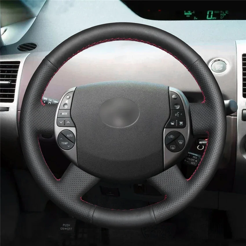 

DIY Hand-Stitched Non-slip Leather Steering Wheel Cover Wrap for Toyota Prius 2005-2008 Interior Accessories