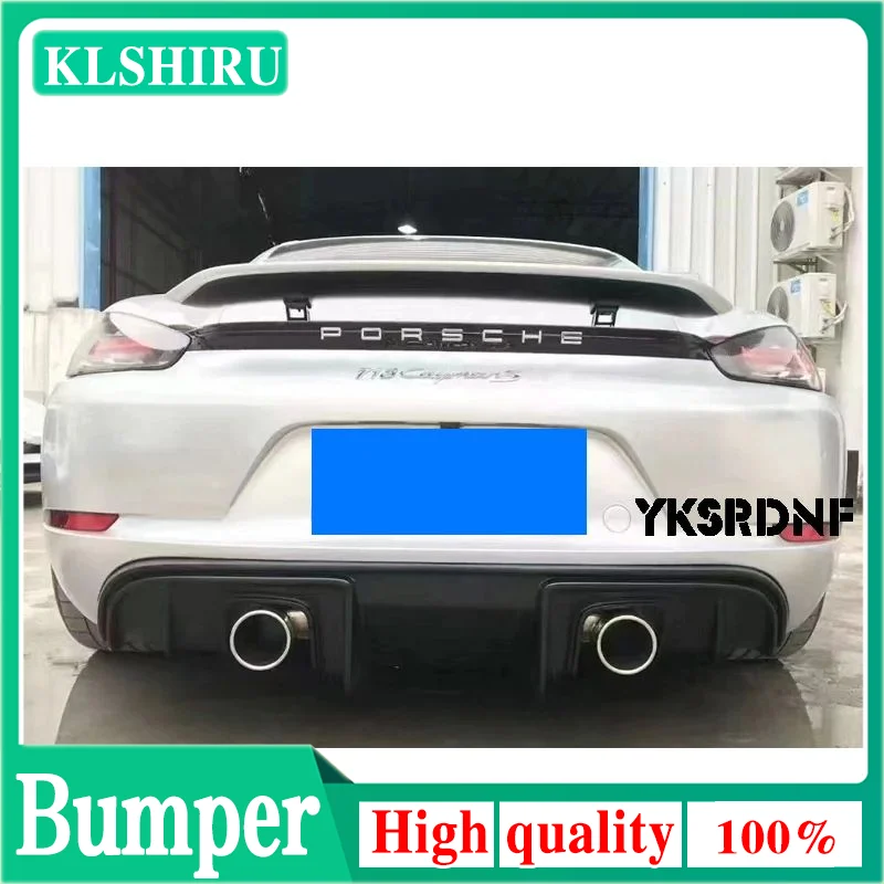 Rear Diffuser Lip Splitters Cover fit for Porsche 718 Cayman Boxster 2016-2022 Real Carbon Fiber Bumper Protector Double out FRP 