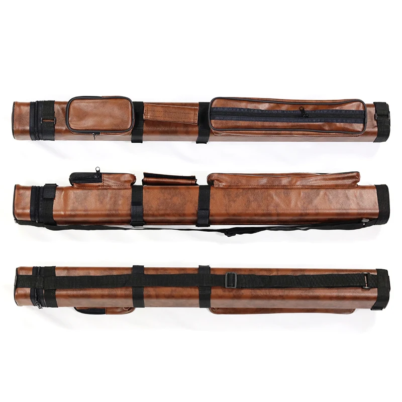 

Factory price 2B2S 4holes Brown color Billiard cue case bag for carrying 1/2-pc cue sticks for sale