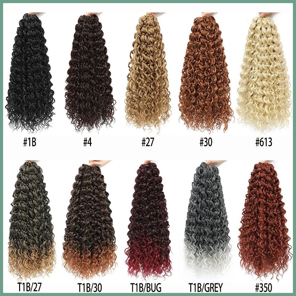 Extensions Capillaires Synthétiques Bouclées au Crochet, Tresses GoGo Curl, Deep Wave, 18 Pouces