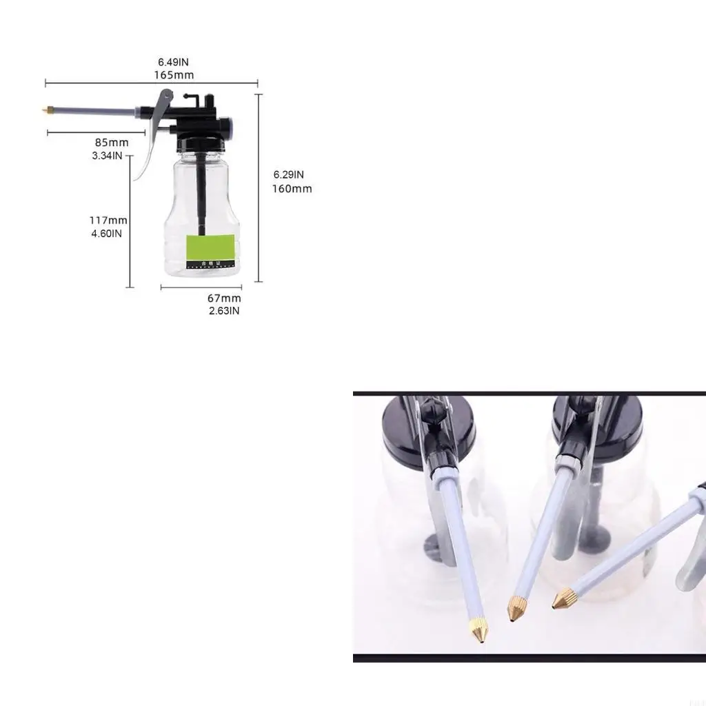F1CF Pistols Pump Oiler DIY Home Maintenance Pump Oiler Can with Hose 250cc Capacity High Pressure Transparent Oil Pot