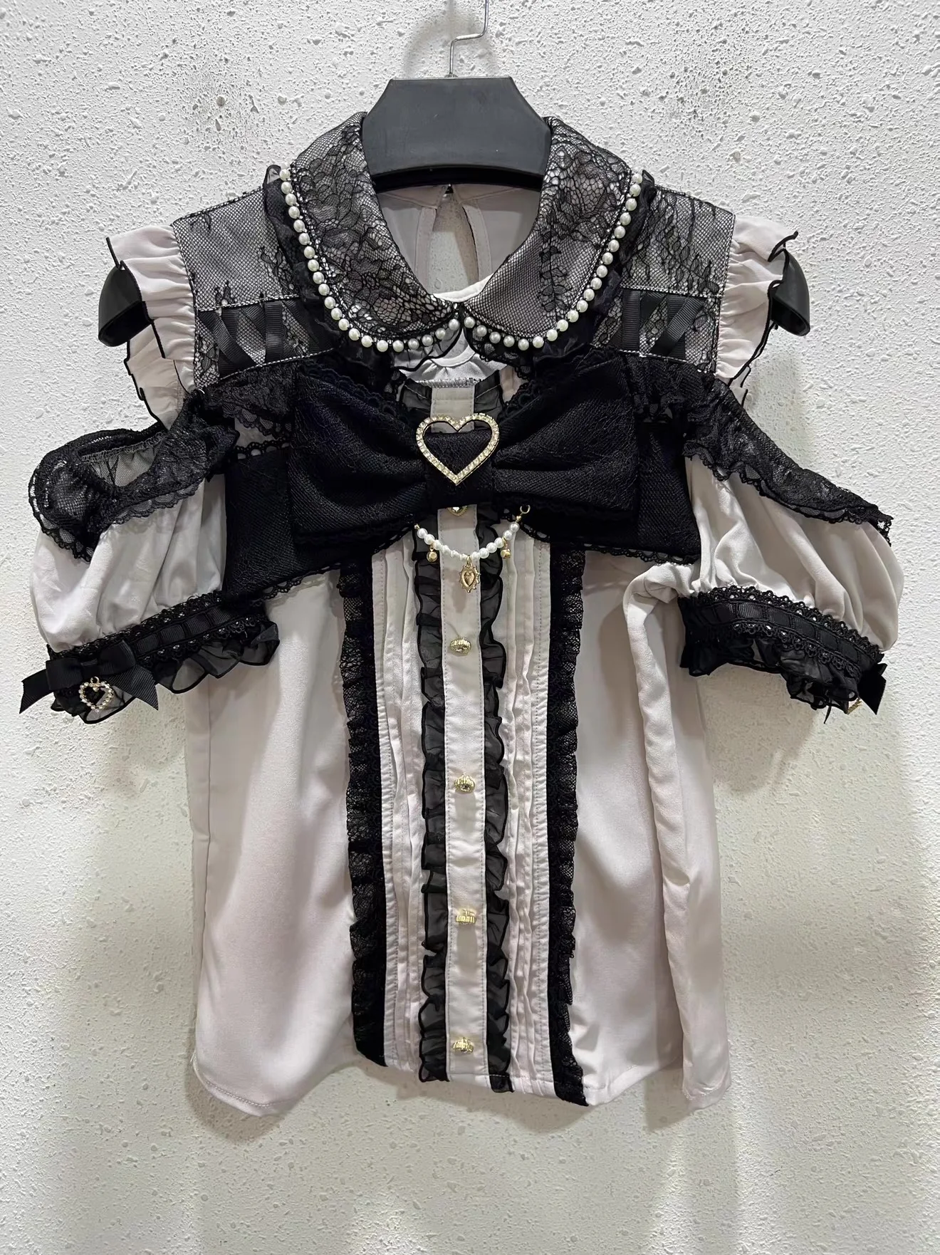 

Bow Single-breasted Women's Tops Japanese Style Lace Sweet Cute Lolita Shirt Summer New Versatile Short-sleeved Blouse