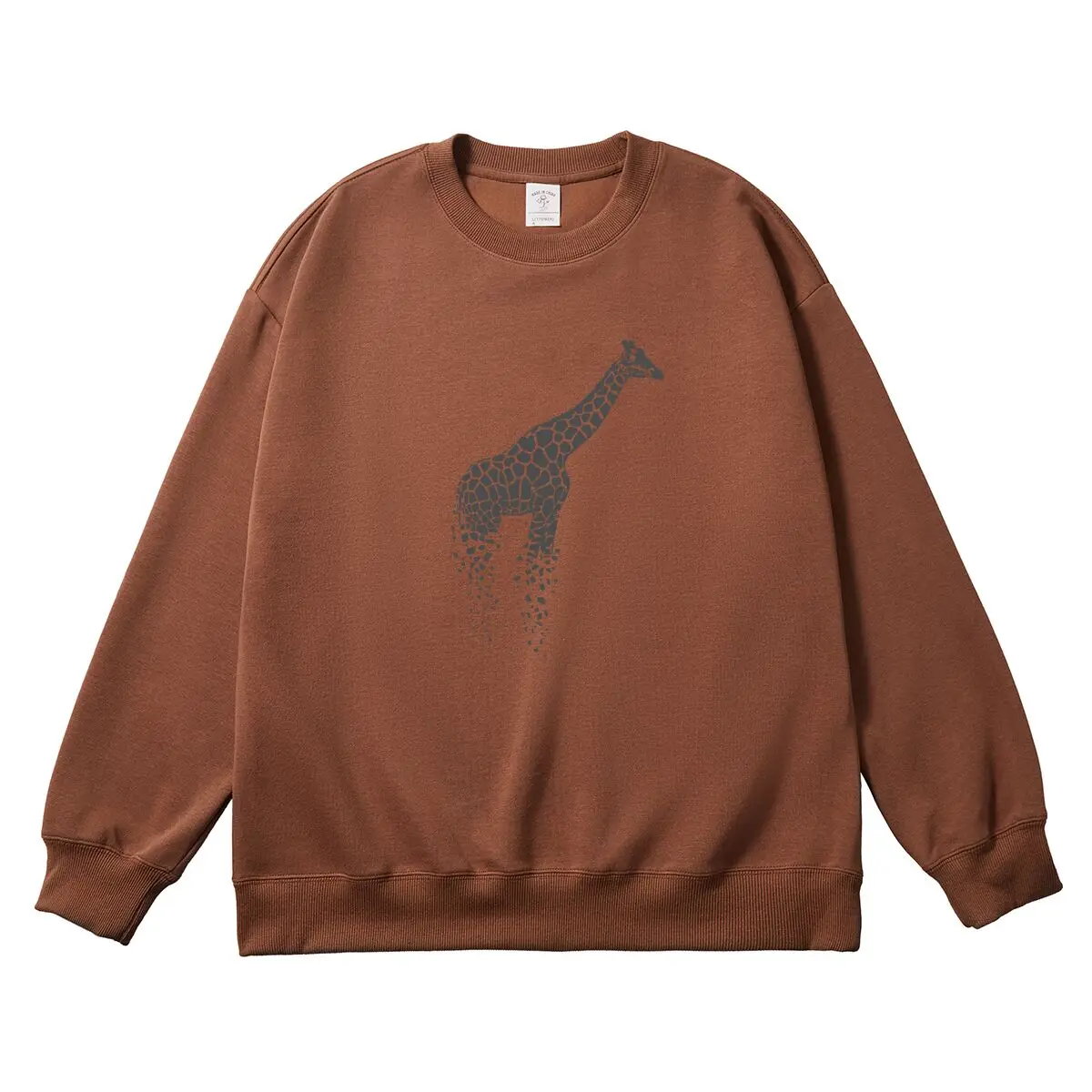 Oversized Women Pullover Grey Giraffe Graphic Woman Tops Female Sweatshirt Round Neck Long Sleeve Autumn Thick Clothes